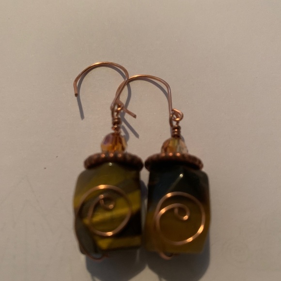 Tiger Eye Drop and dangle earrings - Picture 2 of 4